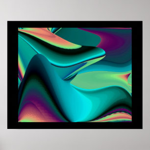 Futuristiskans Abstrakt 3D Metallisk regnbågsgrafi Poster
