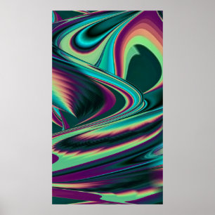 Futuristiskans Abstrakt 3D Metallisk regnbågsgrafi Poster