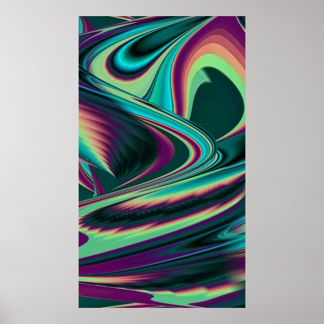 Futuristiskans Abstrakt 3D Metallisk regnbågsgrafi Poster (Framsidan)