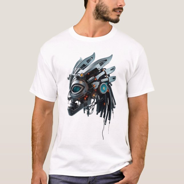 Futuristiskans utformning av robotiska stammaskor t shirt (Framsida)