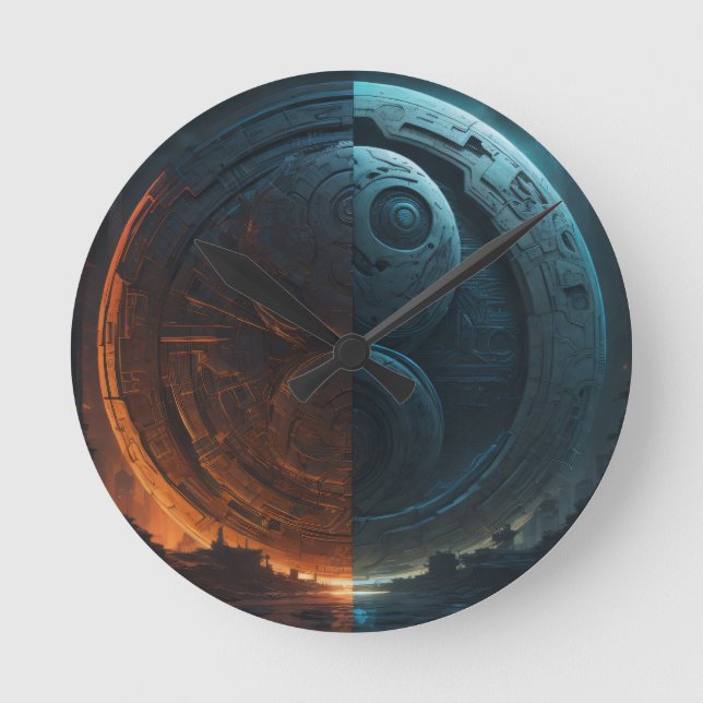Futuristiskans väggklocka Yin Yang (Framsida)