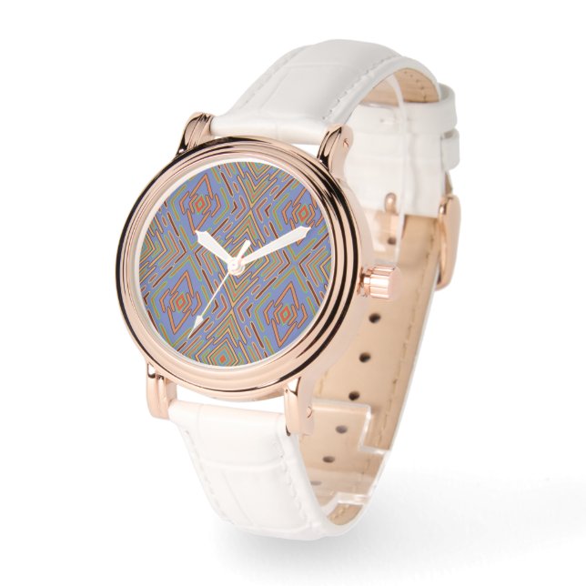 Futuristiskt abstrakt babyblått mönster armbandsur (Vinkel)