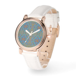 Futuristiskt Abstrakt Blått Grönt Mönster Armbandsur