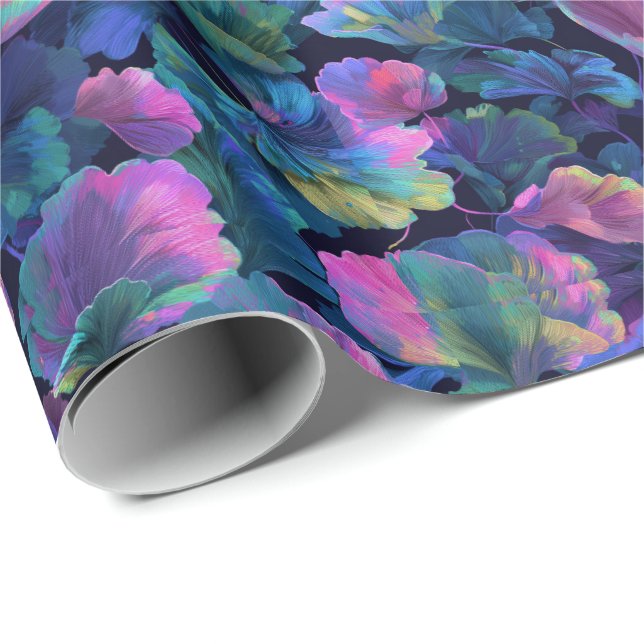 Futuristiskt blommigt graffiti-mönster sprejmålnin presentpapper (Rullad Hörn)