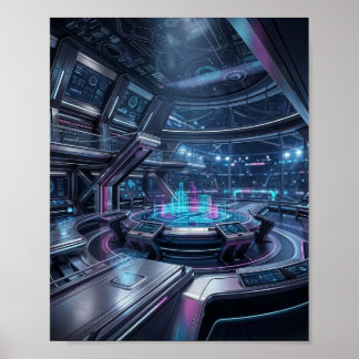 Futuristiskt Esports-kommandocenter Neon-teknik Poster