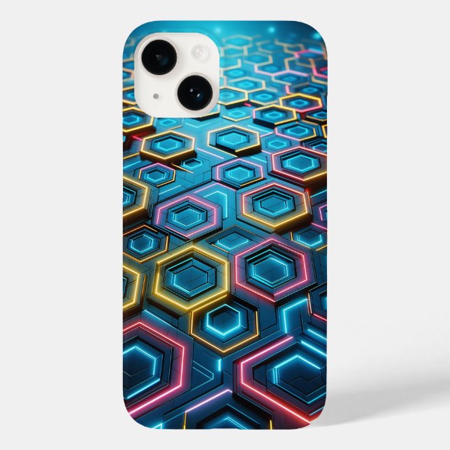 Futuristiskt Glödande Hexagon Telefonskal - Neon C (Baksida)