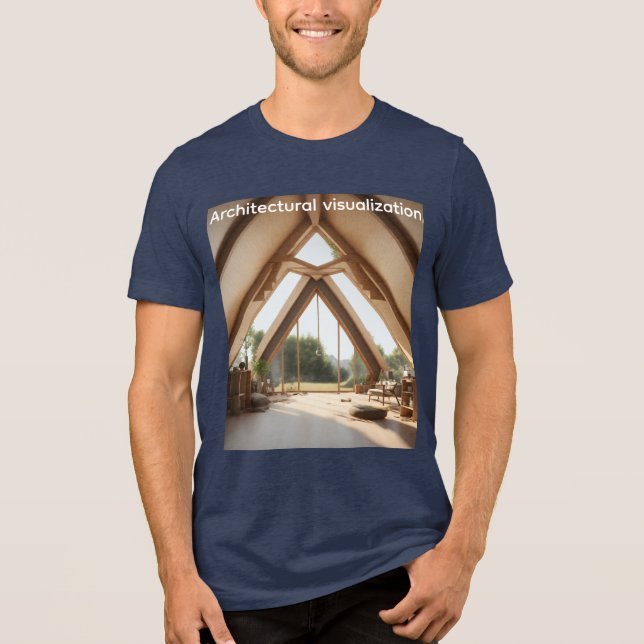 Futuristiskt hus under konstruktion med geometrisk t shirt (Framsida)