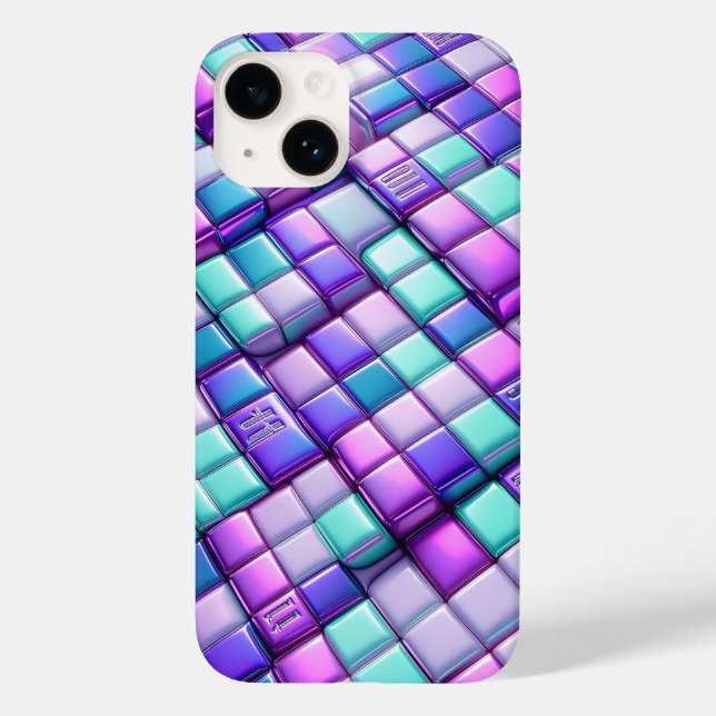 Futuristiskt Iridescent Tech Grid Telefonfodral -  (Baksida)