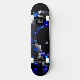 Futuristiskt mosaikvalv skateboard - 3D Blå Kub