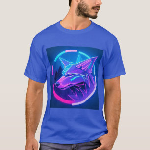 Futuristiskt neonvargansikte i geometrisk konst t shirt