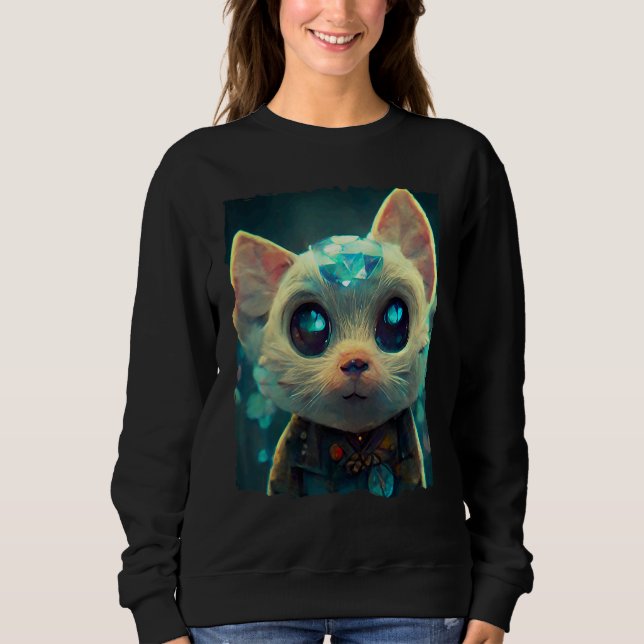 Fuuny Crystal Stone Cat T Shirt (Framsida)