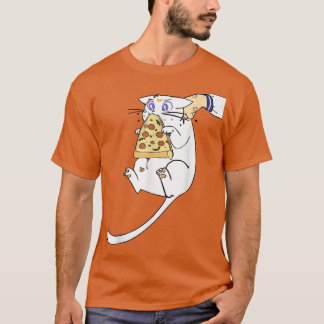 Fuuny Cute Anime kattunge äter pizza for cat lo T Shirt