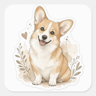 Fuyr bebis: Corgi Fyrkantigt Klistermärke