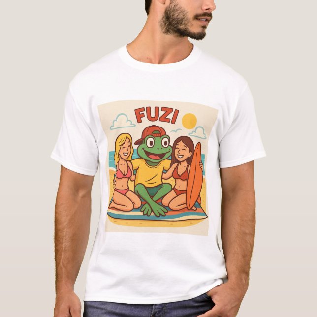 FUZI - Beach Vibes | SommarTecknad Frog T-Shirt (Framsida)