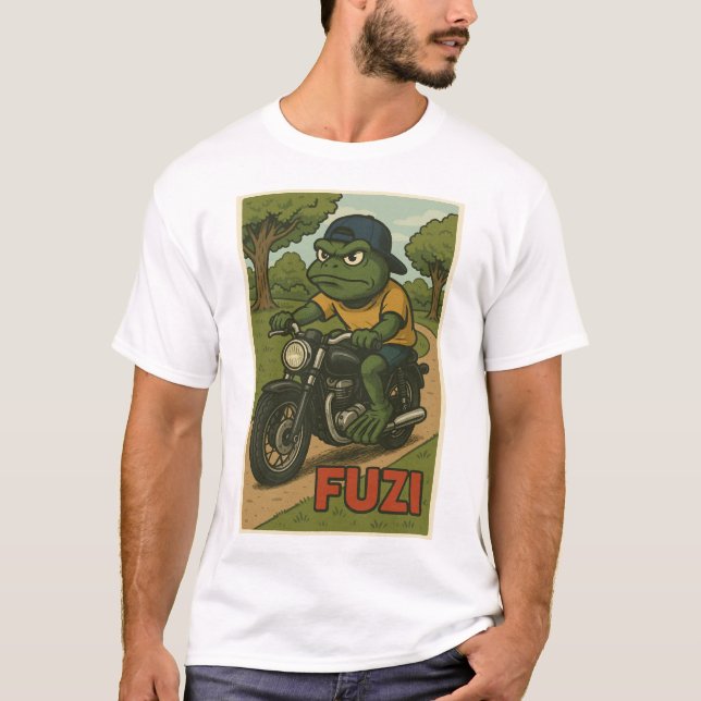 FUZI - Ride eller Ribbit | Motorcykel Frog T-Shirt (Framsida)
