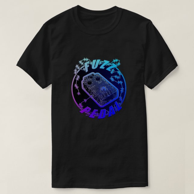 Fuzz Pedal - Electric Shock Multi-färg Blue/Purpl Tee Shirt (Design framsida)