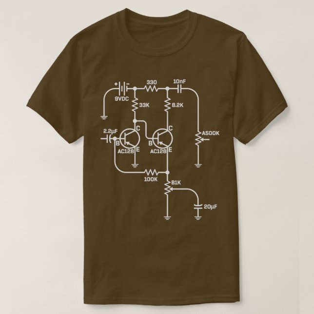 Fuzz Pedal Schematic Circuit Handwired Musician Gi T Shirt (Design framsida)