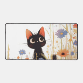 Fuzzy Black Cat Wide Eye Orange Meadow Flower