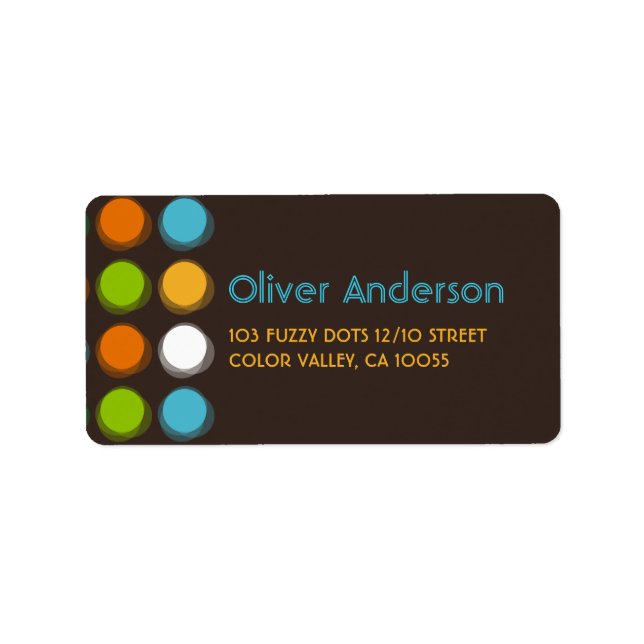 Fuzzy Blur Färg Dots Roligt Retro Party Adress Lab Adressetikett (Framsidan)