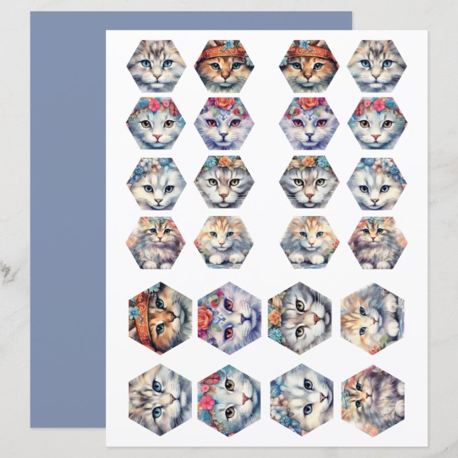 Fuzzy-cut-katter 1-8 (Fram/baksida)