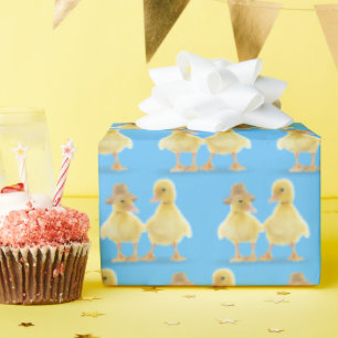 Fuzzy Duckling par på Blue Presentpapper