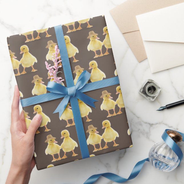 Fuzzy Duckling par på Brown Presentpapper (Gifting)