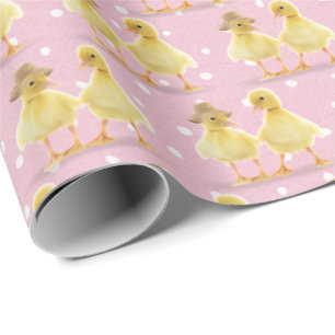 Fuzzy Duckling par på Polka dots Presentpapper