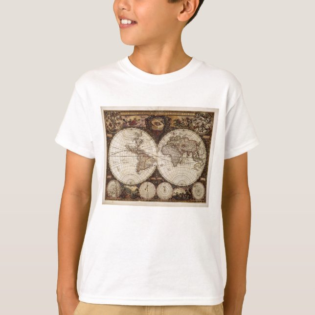 Fuzzy Express® Old Karta #4 Kid T Shirt (Framsida)