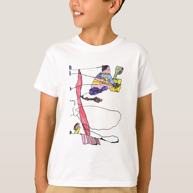 Fuzzy Express® Ops Gzilla Prova 2 vinklar Kid T Shirt (Framsida)