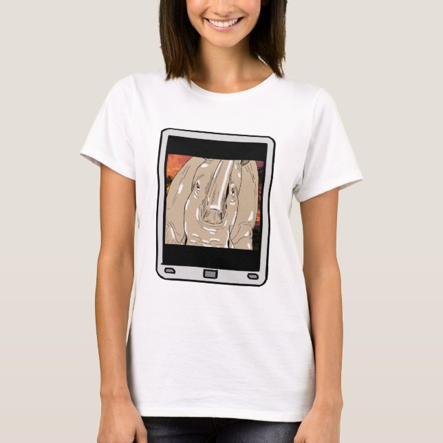 Fuzzy Express® Rhino Selfie Woman T-Shirt (Framsida)
