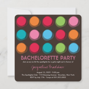Fuzzy Färg Disco Dots Bachelorette Party Inbjudan