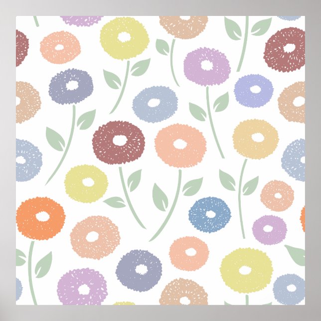 Fuzzy Flower Lg Pattern Pastels Poster (Framsidan)