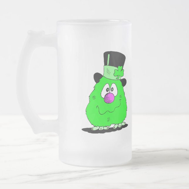 Fuzzy Grönt Creatand & Grönt Beer Glass Stein Frostat Ölglas (Vänster)