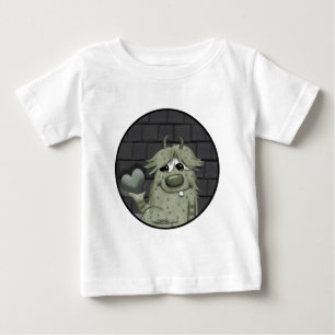 Fuzzy Grönt Monster med hjärta T-shirt