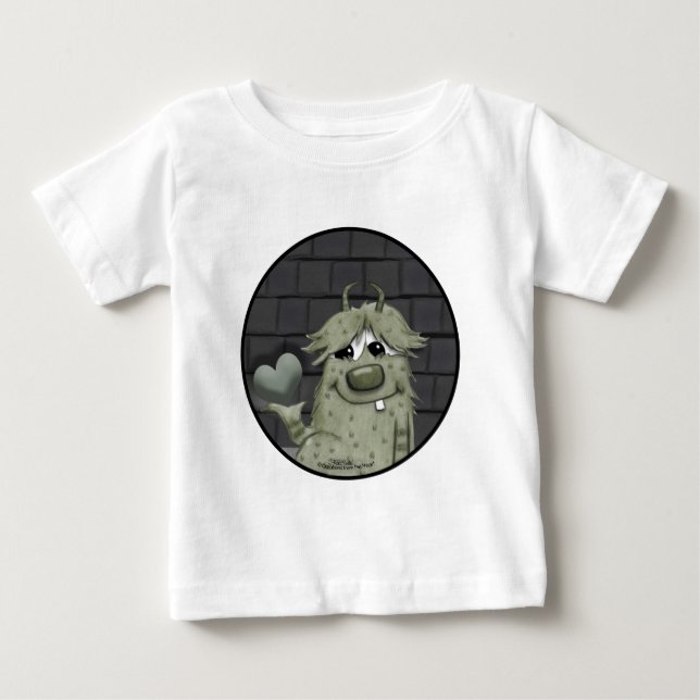 Fuzzy Grönt Monster med hjärta Tröja (Framsida)