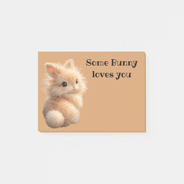 Fuzzy kanin: Nån kanin älskar dig Post-it Block (Framsida)