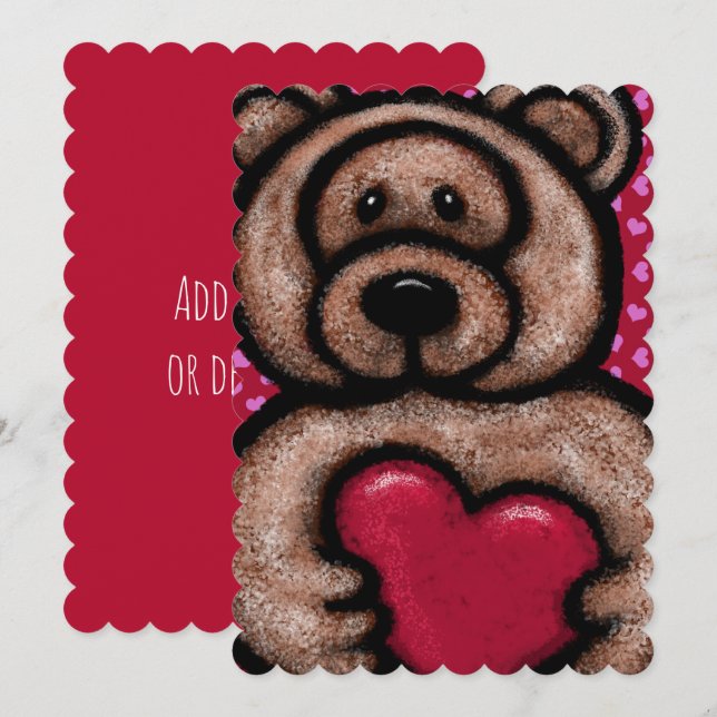 Fuzzy Nalle Valentine Julkort (Fram/baksida)