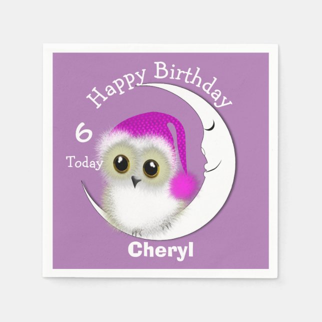 Fuzzy Night Uggla Sleepover Personlig Pappersservett (Framsidan)