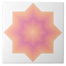 Fuzzy Peach Aurora Rosa Stars Ceramic Tile