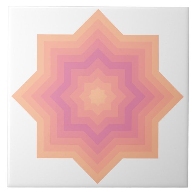 Fuzzy Peach Aurora Rosa Stars Ceramic Tile Kakelplatta (Framsidan)