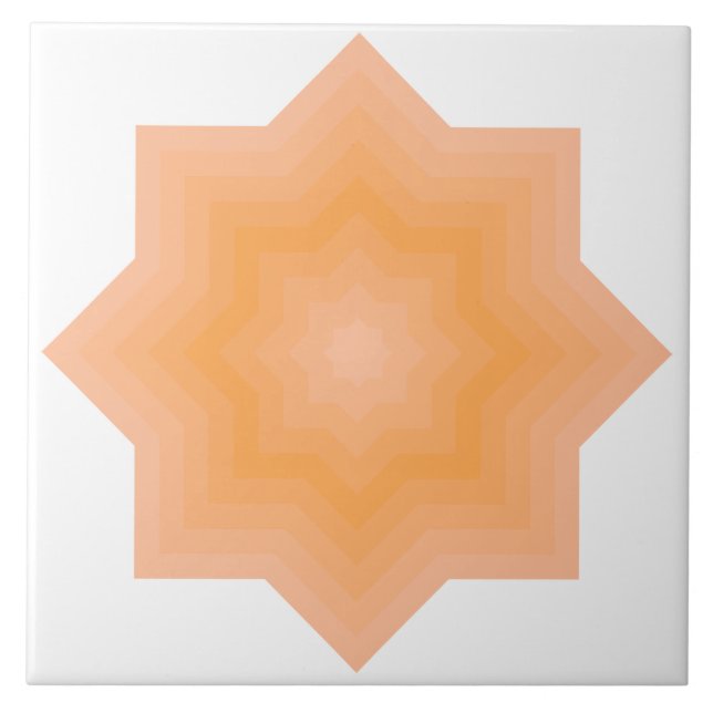 Fuzzy Peach Blazing Orange Stars Ceramic Tile Kakelplatta (Framsidan)