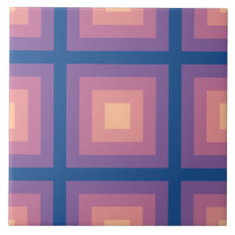 Fuzzy Peach Nautical Blue Square Mönster Kakelplatta