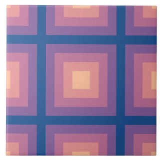 Fuzzy Peach Nautical Blue Square Mönster Kakelplatta