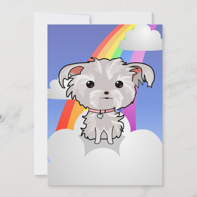 Fuzzy Puppy och Rainbow Inbjudningar (Framsida)