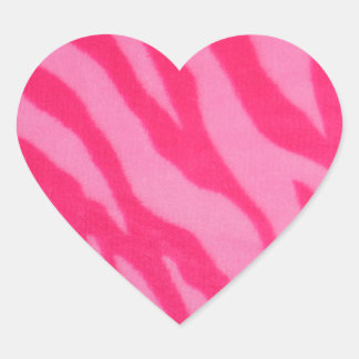 Fuzzy Rosa Zebra ränder Hjärtformat Klistermärke