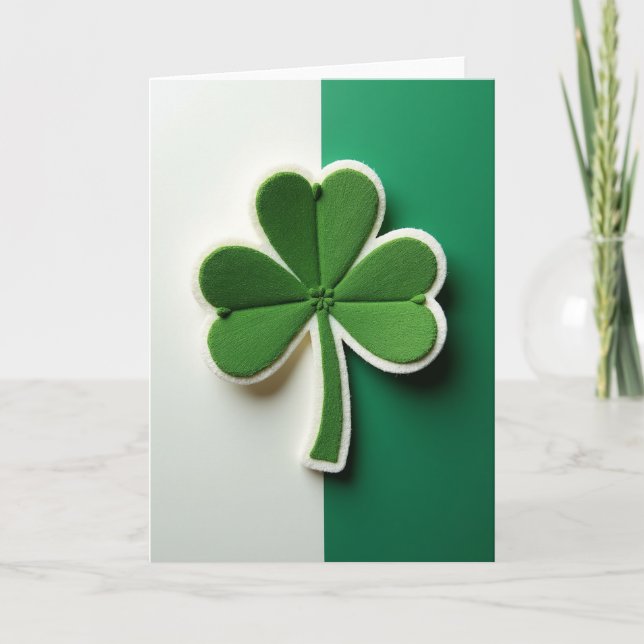 Fuzzy Shamrock Luck Card Kort (Framsida)