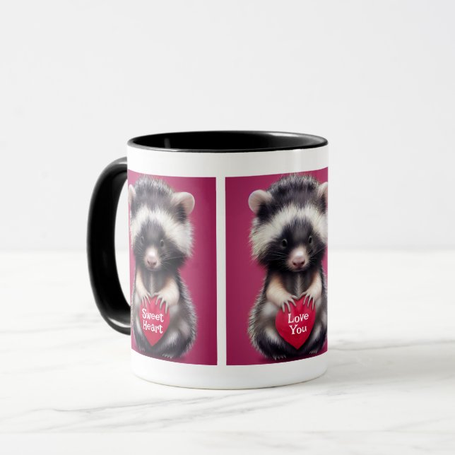 Fuzzy Skunk Heart Messages Mugg (Framsida vänster)
