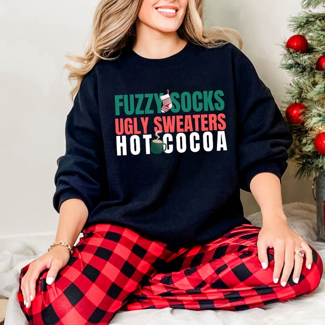 Fuzzy Sockers, Ugly Sweaters, Hett Cocoa Quote T Shirt (Skapare uppladdad)