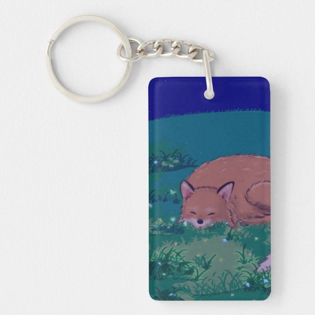 Fuzzy the Sleepy Fox Acrylic keychain  (Framsidan)