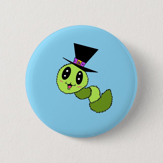 Fuzzy Worm med hattknapp  Knapp (Framsida)